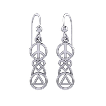 Peace, Celtic Heart and Recovery Silver Earrings TER2170 - Jewelry